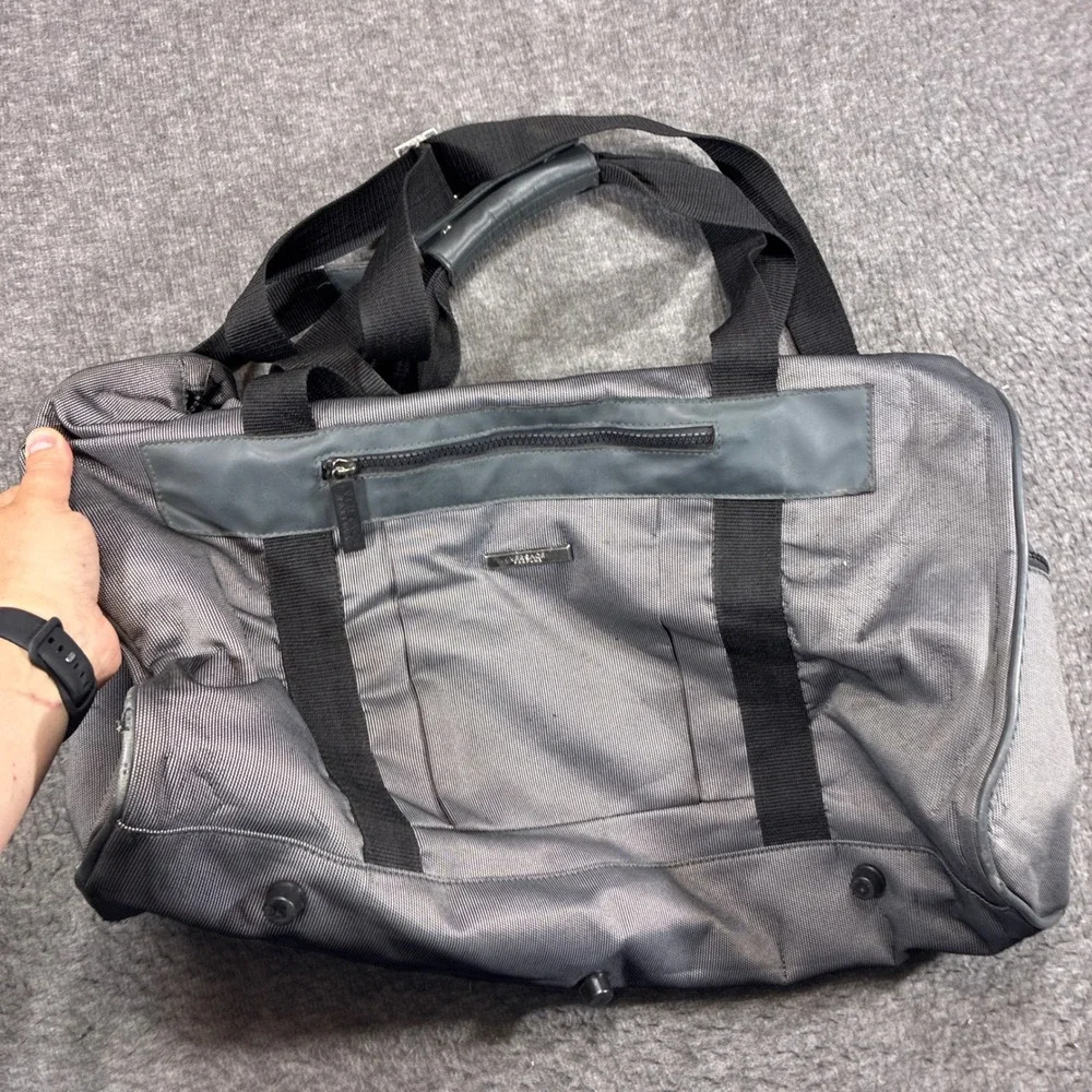 Versace Parfums Duffle Bag Large Gray Textured Travel Gym Weekender Vacation